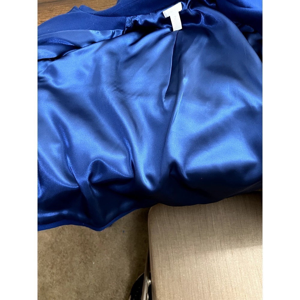 Chico's size 2 royal blue lined boxy cropped jacket with open swing & pockets - Picture 4 of 7